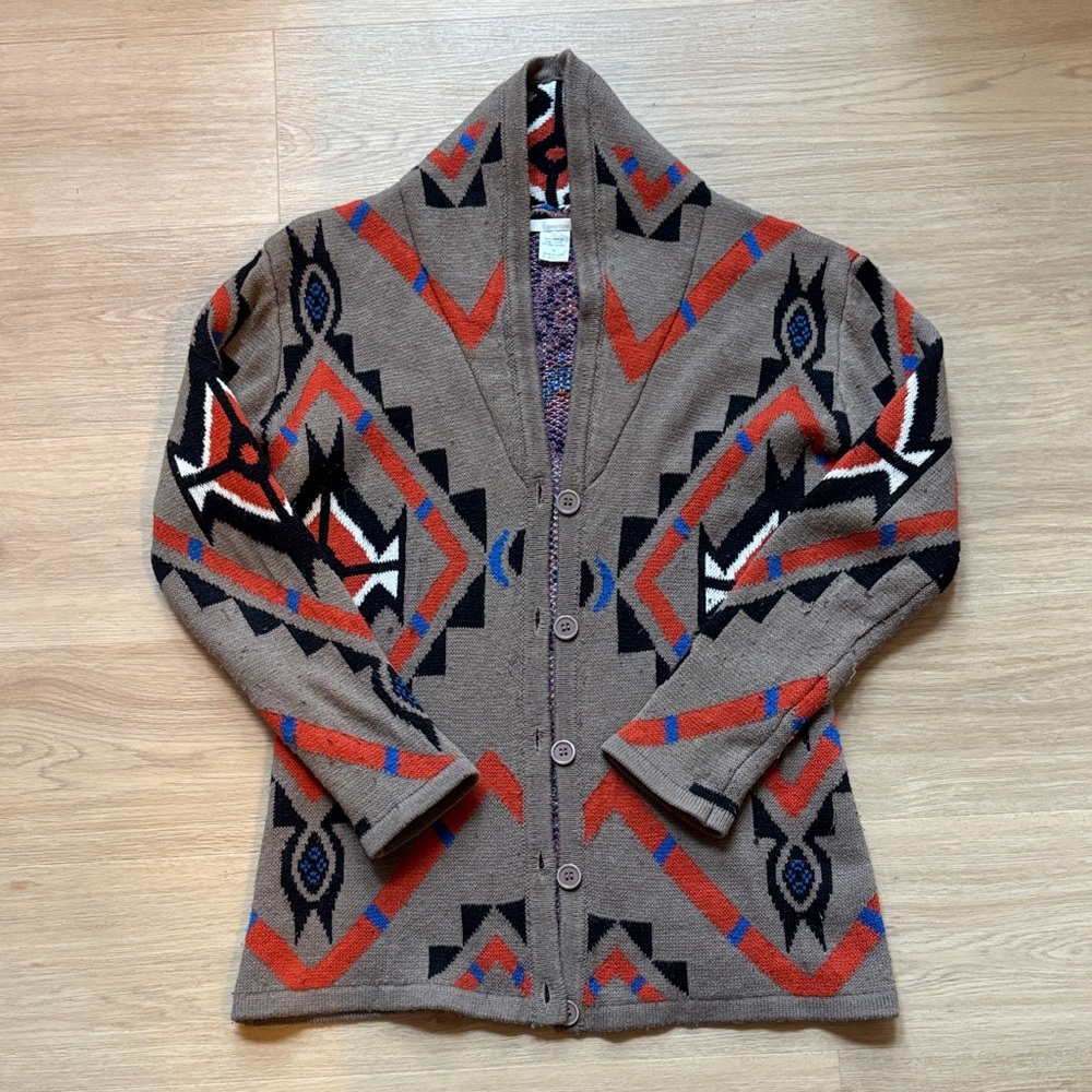 Ellison Brown and Red Geometric Cardigan